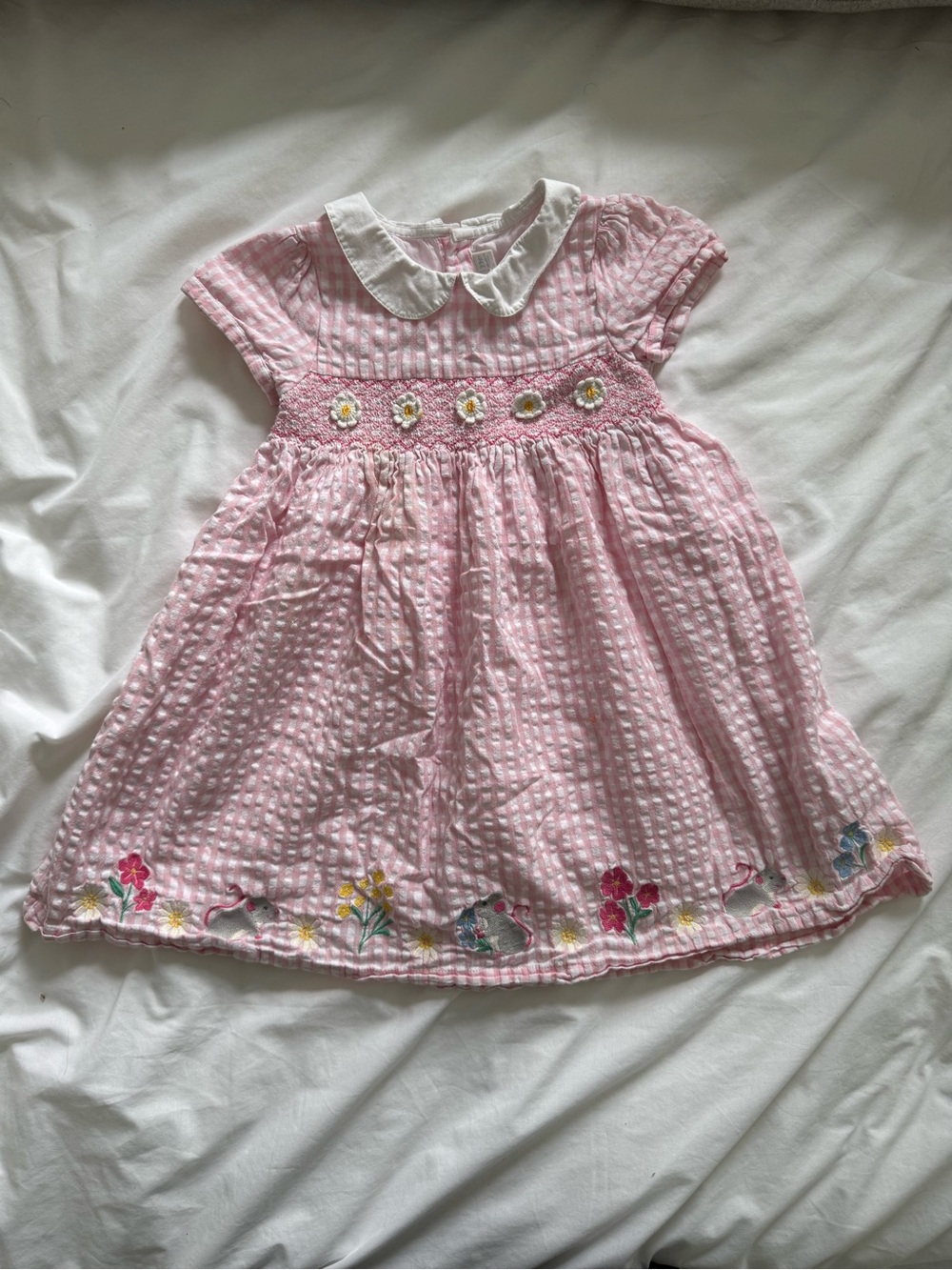 🌼 JoJo Maman Bebe Seersucker Dress with Embroidery